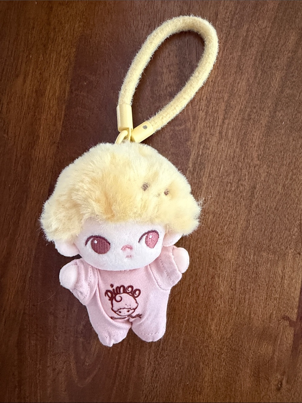 Dimoo Crush on Coffee Series Plush Keychain Doll - Pink with Blonde Hair